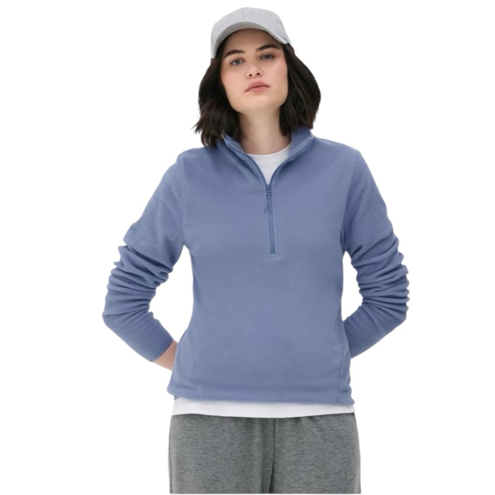 Primark Women's Blue Half-Zip Fleece Top SM GUC